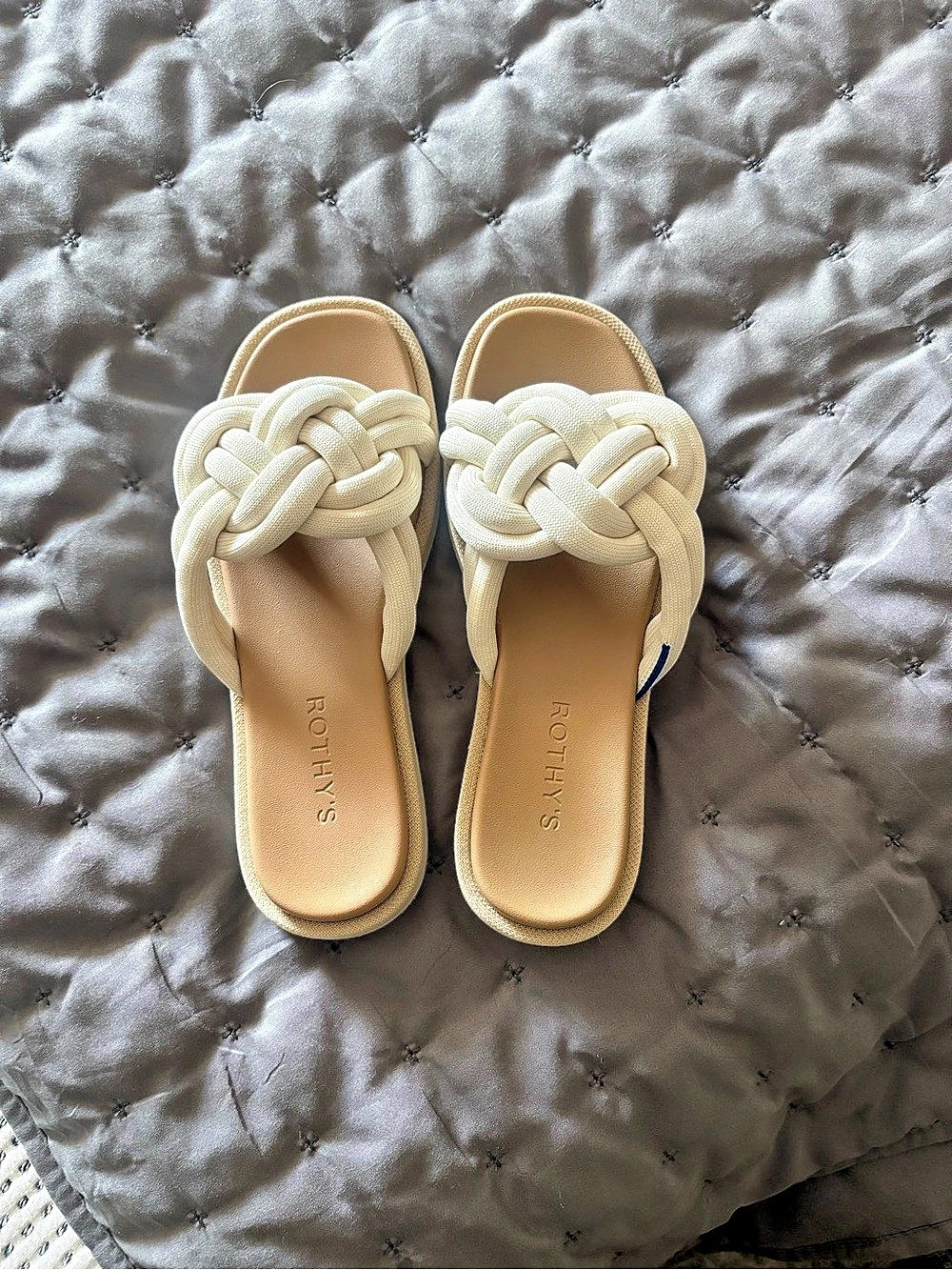 Rothy's The Knot Slide Braided Slide Sandals in Cream